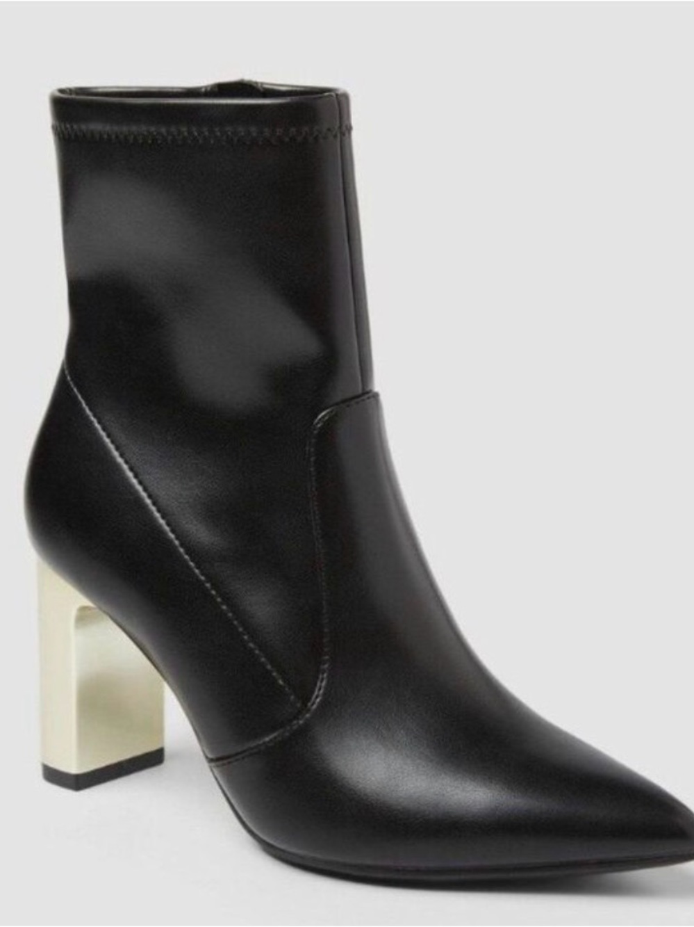 A New Day Women's Black Pointed Toe Ankle Boot with Contrasting Heel